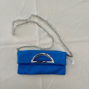Blue Faux Leather Crossbody Purse